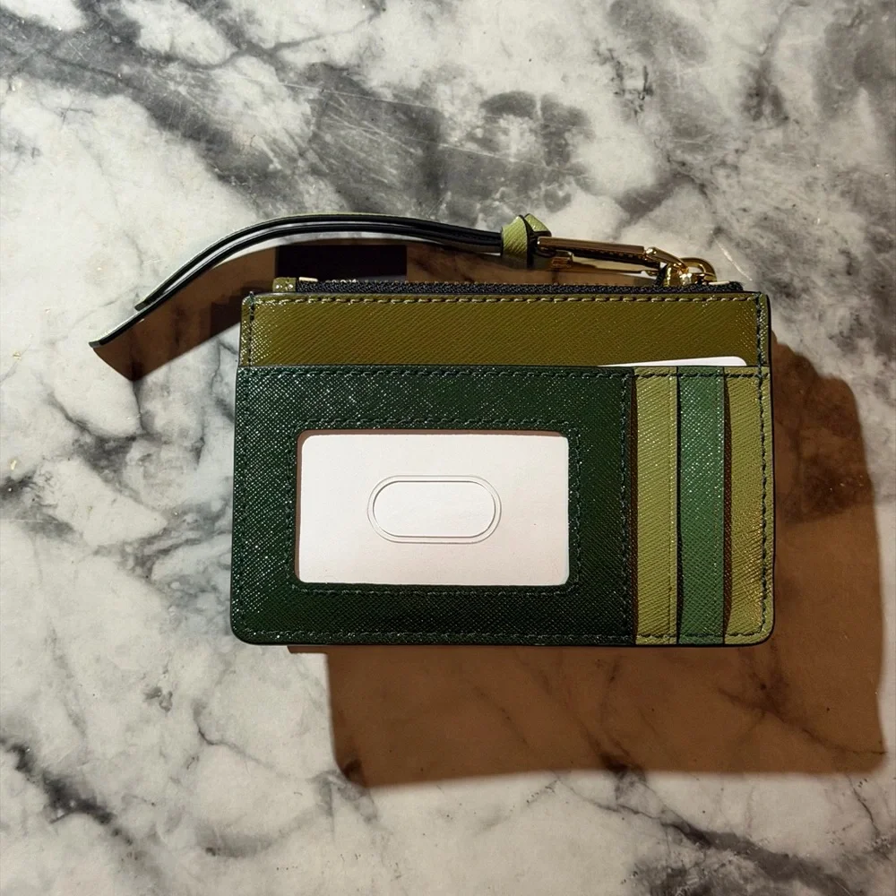 Marc Jacobs Olive Green Leather Card Holder Wallet